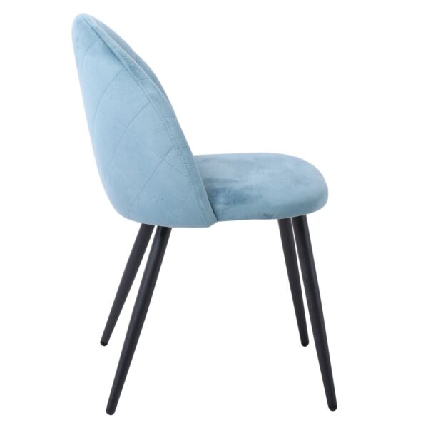 BELLA Καρέκλα Τραπεζαρίας, Μέταλλο Βαφή Μαύρο, Ύφασμα Velure Απόχρωση Petrol 50x56x80cm - Image 9