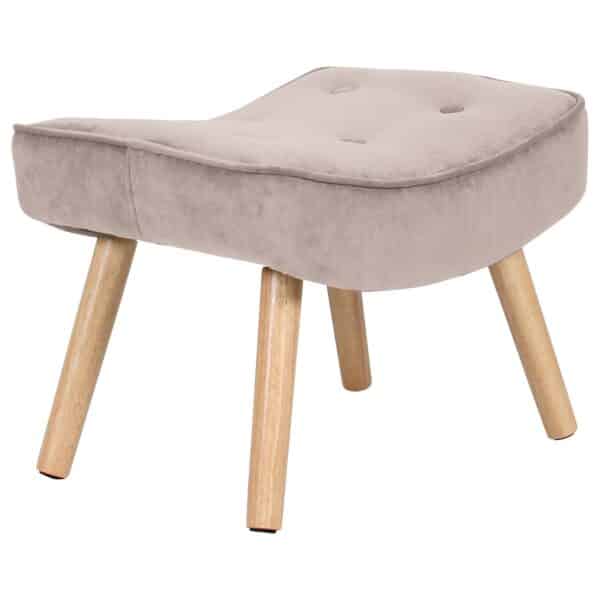 ALMA Σκαμπό - Υποπόδιο, Ύφασμα Velure Ανοιχτό Καφέ, Πόδια Φυσικό, K/D 52x38x35cm - Image 5