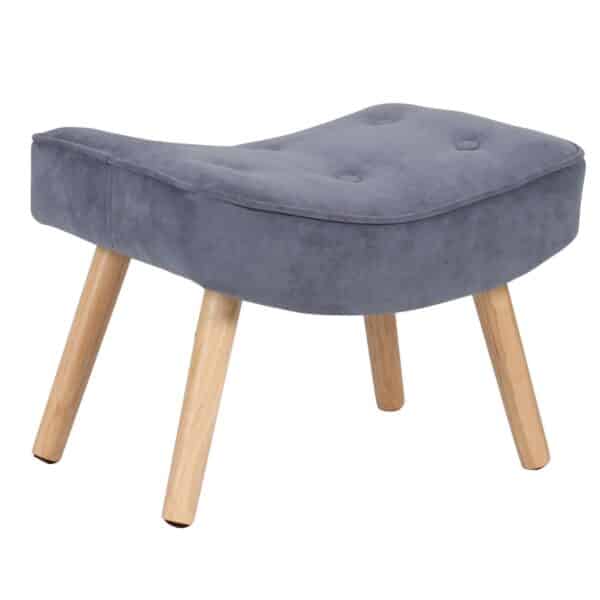 ALMA Σκαμπό - Υποπόδιο, Ύφασμα Velure Ανοιχτό Μπλε, Πόδια Φυσικό, K/D 52x38x35cm - Image 5