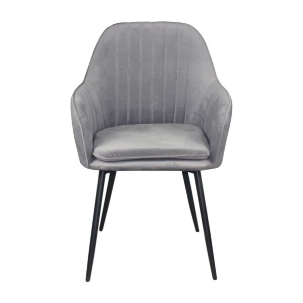 VALERY Πολυθρόνα Μέταλλο Βαφή Μαύρο, Ύφασμα Velure, Απόχρωση Γκρι 55x61x87cm - Image 9