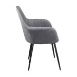 VALERY Πολυθρόνα Μέταλλο Βαφή Μαύρο, Ύφασμα Velure, Απόχρωση Γκρι 55x61x87cm - Image 10