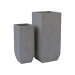 FLOWER POT-1  Set 2 τεμαχίων Cement Grey 25x25x60cm 35x35x80cm - Image 4