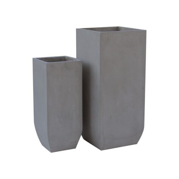 FLOWER POT-1  Set 2 τεμαχίων Cement Grey 25x25x60cm 35x35x80cm - Image 4