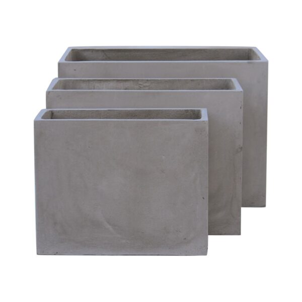 FLOWER POT-2  Set 3 τεμαχίων Cement Grey 50x20x40 - 60x30x45 - 70x40x50 - Image 4