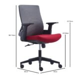 BF8950 Πολυθρόνα Γραφείου Mesh Γκρι, Ύφασμα  Μπορντώ 64x64x98/110cm - Image 8