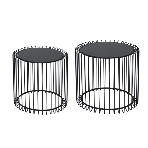 RICO Set-2 Τραπεζάκια Σαλονιού Καθιστικού, Μέταλλο Βαφή Μαύρο, Γυαλί Smoke Φ45 H.40cm + Φ50 H.45cm - Image 4