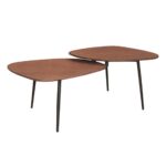 BERLIN Τραπεζάκι Σαλονιού Καθιστικού - Μέταλλο Βαφή Μαύρο - Καρυδί 126x64x40/46cm - Image 5