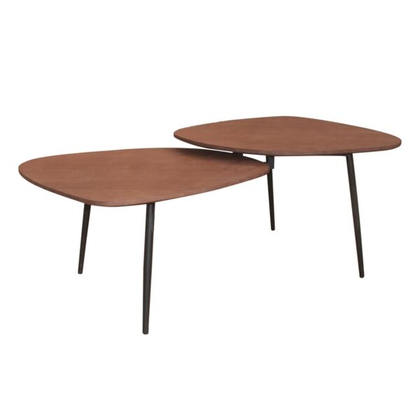 BERLIN Τραπεζάκι Σαλονιού Καθιστικού - Μέταλλο Βαφή Μαύρο - Καρυδί 126x64x40/46cm - Image 5