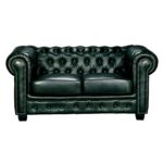 CHESTERFIELD Birmingham Καναπές 2Θέσιος Σαλονιού Καθιστικού,Δέρμα Antique Green 155x91x74cm - Image 5