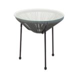 ACAPULCO Τραπεζάκι Μέταλλο Βαφή Μαύρο, Plastic Rattan Γκρι Φ50cm H.50cm - Image 4