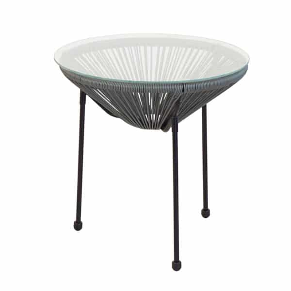 ACAPULCO Τραπεζάκι Μέταλλο Βαφή Μαύρο, Plastic Rattan Γκρι Φ50cm H.50cm - Image 4