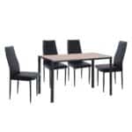 JETTA-GABO Τραπεζαρία Κουζίνας Μέταλλο Βαφή Μαύρο, Τραπέζι Sonoma + 4 Καρέκλες Pvc Μαύρο Table:120x70x75 Chair:40x50x95 - Image 4