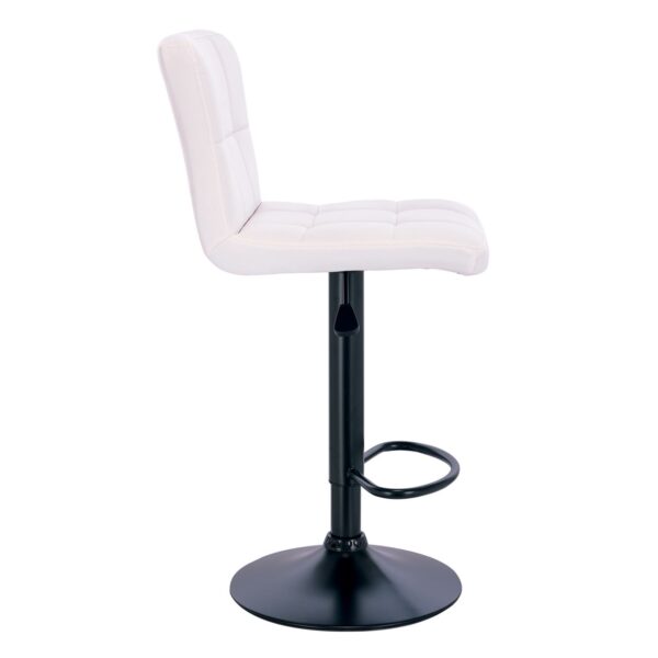 LINO Σκαμπό BAR με Πλάτη, Μέταλλο Βαφή Μαύρο, PU Άσπρο, Ρύθμιση Ύψους, Περιστρεφόμενο 44x50x62/92-83/113cm - Image 9