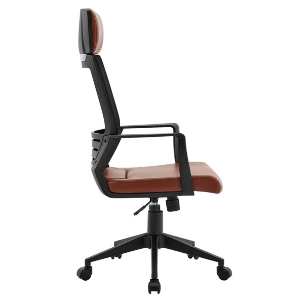 BF2500 Πολυθρόνα Γραφείου Διευθυντή Mesh Μαύρο - Pu Καφέ 58x62x116/126cm - Image 10