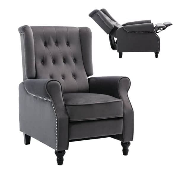 CHESTER Relax Πολυθρόνα Μπερζέρα Σαλονιού, Καθιστικού Ύφασμα Velure Γκρι 78x85x104cm - Image 10