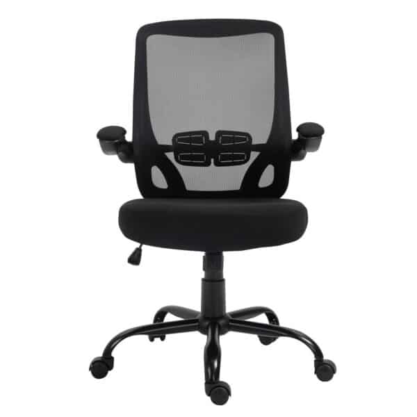 BF2930W Πολυθρόνα Γραφείου Ανακλινόμενα Μπράτσα, Μέταλλο Βάση, Mesh - Ύφασμα Μαύρο 60x62x99/109cm - Image 10