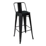 RELIX Σκαμπό Bar με Πλάτη, Μέταλλο Βαφή Μαύρο 44x44x76/97cm - Image 5