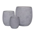 FLOWER POT-8  Set 3 τεμαχίων, Απόχρωση Light Grey Wash Φ25x28 - Φ35x39 - Φ48x52cm - Image 4