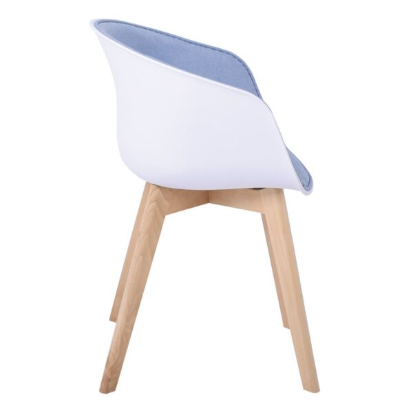 OPTIM Πολυθρόνα PP Άσπρο, Ύφασμα Μπλε, Ξύλινο πόδι Οξιά 54x51x79cm - Image 9