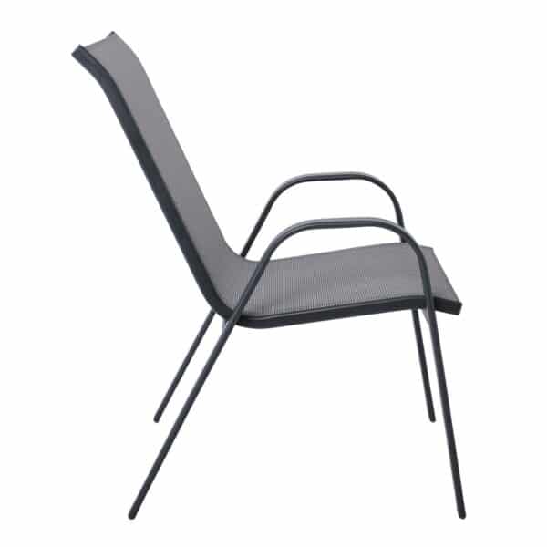 RIO Πολυθρόνα Στοιβαζόμενη Κήπου, Μέταλλο Βαφή Ανθρακί, Textilene Γκρι (4,20kg) 55x74x91cm - Image 9