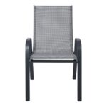 RIO Πολυθρόνα Στοιβαζόμενη Κήπου, Μέταλλο Βαφή Ανθρακί, Textilene Γκρι (4,20kg) 55x74x91cm - Image 10