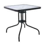 BALENO Τραπέζι Κήπου - Βεράντας, Μέταλλο Βαφή Μαύρο, Γυαλί Tempered 70x70x70cm - Image 5