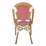 PARIS Καρέκλα Bistro Αλουμίνιο Φυσικό, Wicker Άσπρο - Κόκκινο, Στοιβαζόμενη 46x54x88cm - Image 11
