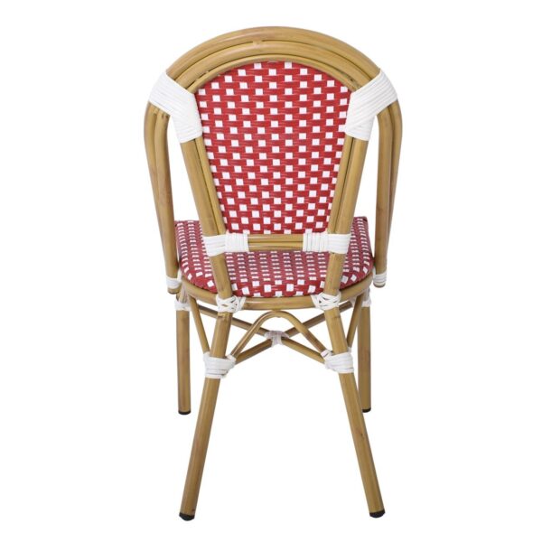 PARIS Καρέκλα Bistro Αλουμίνιο Φυσικό, Wicker Άσπρο - Κόκκινο, Στοιβαζόμενη 46x54x88cm - Image 11