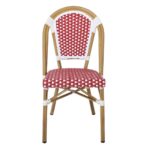 PARIS Καρέκλα Bistro Αλουμίνιο Φυσικό, Wicker Άσπρο - Κόκκινο, Στοιβαζόμενη 46x54x88cm - Image 12