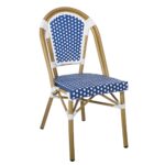 PARIS Καρέκλα Bistro Αλουμίνιο Φυσικό, Wicker Άσπρο - Μπλε, Στοιβαζόμενη 46x54x88cm - Image 9
