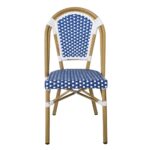 PARIS Καρέκλα Bistro Αλουμίνιο Φυσικό, Wicker Άσπρο - Μπλε, Στοιβαζόμενη 46x54x88cm - Image 12