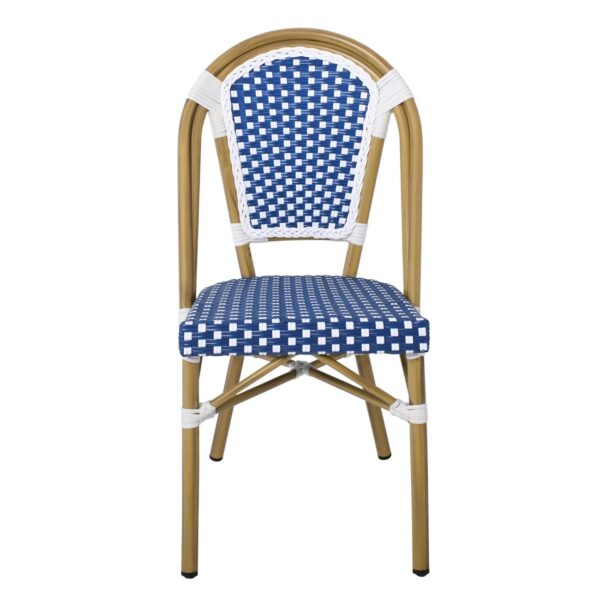 e-00023782_3-huge PARIS Καρέκλα Bistro Αλουμίνιο Φυσικό, Wicker Άσπρο - Μπλε, Στοιβαζόμενη 46x54x88cm - Image 12