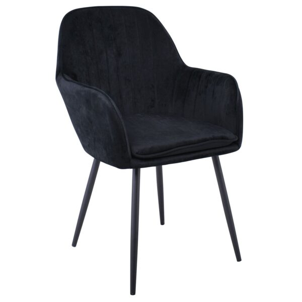 VALERY Πολυθρόνα Μέταλλο Βαφή Μαύρο, Ύφασμα Velure, Απόχρωση Μαύρο 55x61x87cm - Image 8