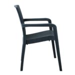 LORA Πολυθρόνα Κήπου Στοιβαζόμενη, PP (Rattan Look) Απόχρωση Ανθρακί 57x57x87cm - Image 9