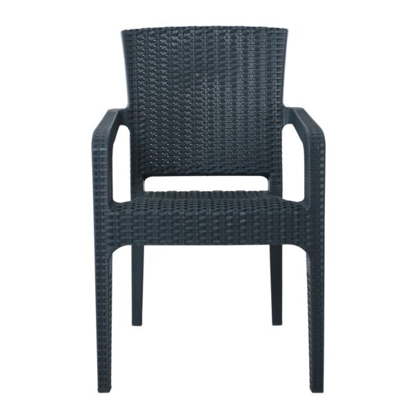 LORA Πολυθρόνα Κήπου Στοιβαζόμενη, PP (Rattan Look) Απόχρωση Ανθρακί 57x57x87cm - Image 11