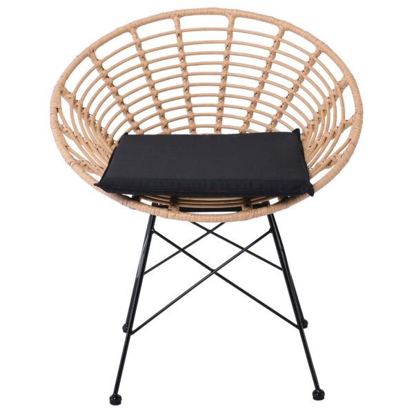 SALSA Coral Πολυθρόνα Κήπου- Τραπεζαρίας, Μέταλλο Μαύρο, Wicker Φυσικό, Μαξιλάρι Μαύρο 72x62x81cm - Image 11