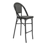 COSTA Σκαμπό BAR με Πλάτη, Αλουμίνιο Απόχρωση Μαύρο, Textilene Μαύρο 50x55x76/116cm - Image 7