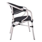 VEGERA Πολυθρόνα Dining Αλουμίνιο Βαφή Antique White Textilene Μαύρο, Στοιβαζόμενη 57x58x83cm - Image 8