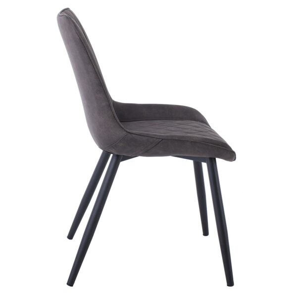 MORGAN Καρέκλα Τραπεζαρίας Σαλονιού, Μέταλλο Βαφή Μαύρο, Ύφασμα Suede Γκρι 53x61x86cm - Image 9