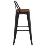 RELIX Wood Σκαμπό Bar με Πλάτη,Μέταλλο Βαφή Μαύρο Extra Matte, Απόχρωση Ξύλου Dark Oak 44x44x76/97cm - Image 8