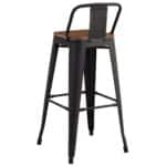 RELIX Wood Σκαμπό Bar με Πλάτη,Μέταλλο Βαφή Μαύρο Extra Matte, Απόχρωση Ξύλου Dark Oak 44x44x76/97cm - Image 9