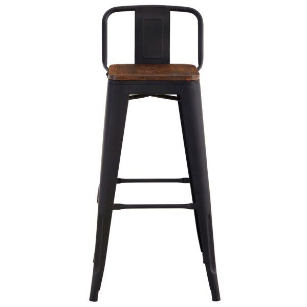 RELIX Wood Σκαμπό Bar με Πλάτη,Μέταλλο Βαφή Μαύρο Extra Matte, Απόχρωση Ξύλου Dark Oak 44x44x76/97cm - Image 10