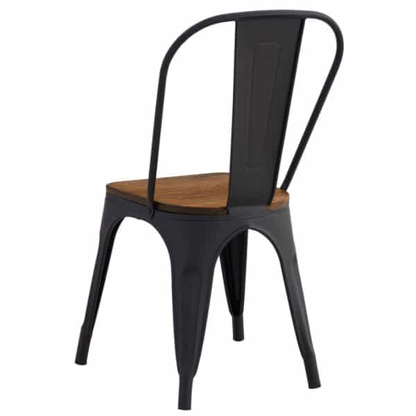 RELIX Wood Καρέκλα Μέταλλο Βαφή Μαύρο Extra Matte, Κάθισμα Dark Oak, Στοιβαζόμενη 45x53x85cm - Image 9