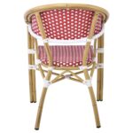 PARIS Πολυθρόνα Bistro Αλουμίνιο Φυσικό, Wicker Άσπρο - Κόκκινο, Στοιβαζόμενη 57x59x84cm - Image 10