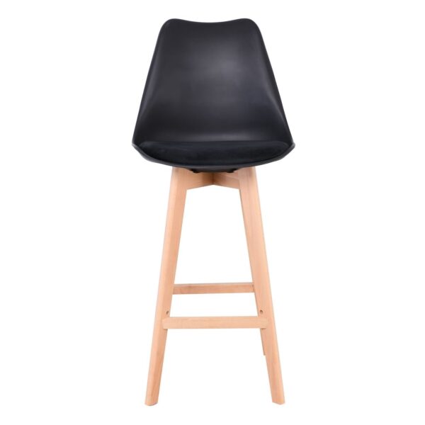 MARTIN Σκαμπό BAR Οξιά Φυσικό, Μαύρο PP & Ύφασμα Velure, Μονταρισμένη Ταπετσαρία 49x57x74/111cm - Image 11