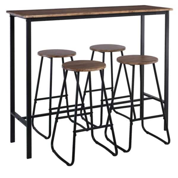 PUB Set Bar Τραπέζι + 4 Σκαμπό, Μέταλλο Βαφή Ανθρακί - Antique Brown Tab:120x40x100 Stool:Φ30 H.74 - Image 4