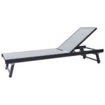 POOL Ξαπλώστρα, Αλουμίνιο Βαφή Ανθρακί, Textilene Γκρι 64x187x30cm - Image 4