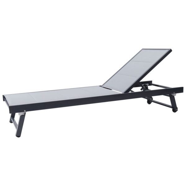 POOL Ξαπλώστρα, Αλουμίνιο Βαφή Ανθρακί, Textilene Γκρι 64x187x30cm - Image 4