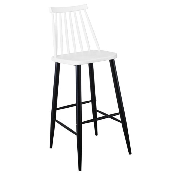 LAVIDA Σκαμπό BAR με Πλάτη, Μέταλλο Βαφή Μαύρο, PP Άσπρο 43x49x76/107cm - Image 8