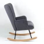 ALMA Rocking Πολυθρόνα Μπερζέρα Καθιστικού, Ύφασμα Velure Γκρι, Βάση Μαύρο-Φυσικό 67x86x92cm - Image 9